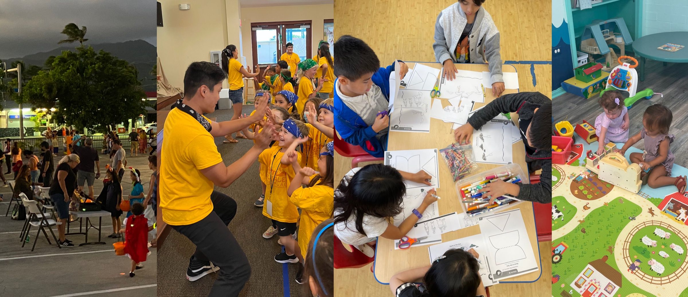 Children's ministry leaders and kids at church events and Sunday School